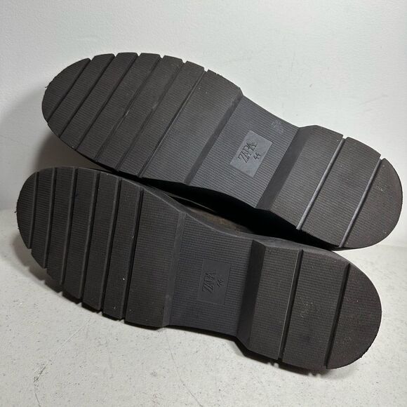 ZARA dark chocolate brown suede ankle pull-on boots men US size 44-10 - Picture 5 of 6